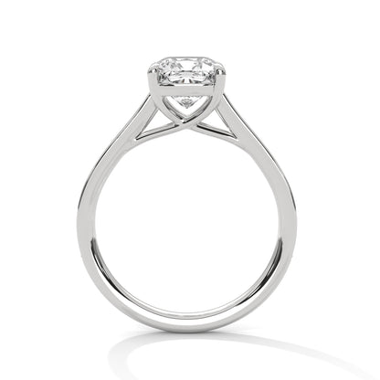 2ct Cushion Cut Lab Diamond Engagement Ring with Pave Band | Solid Gold Solitaire Ring in Yellow, Rose & White Gold | VVS Clarity