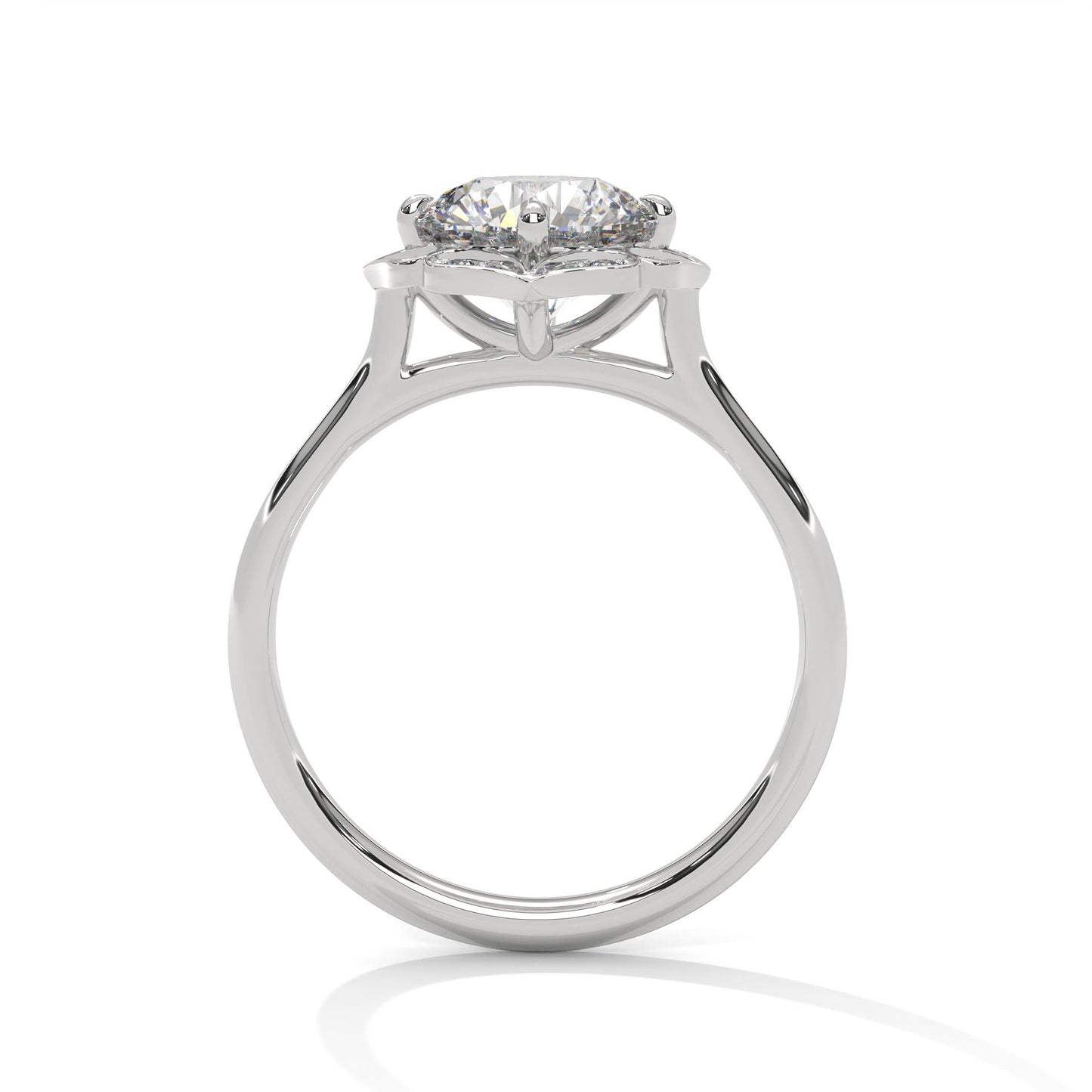 Floral Halo 2ct Round Lab Diamond Ring – Yellow/Rose/White Gold | Vintage Style Engagement Ring | VVS Clarity Lab Grown Solitaire