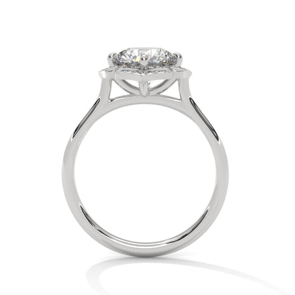 Floral Halo 2ct Round Lab Diamond Ring – Yellow/Rose/White Gold | Vintage Style Engagement Ring | VVS Clarity Lab Grown Solitaire