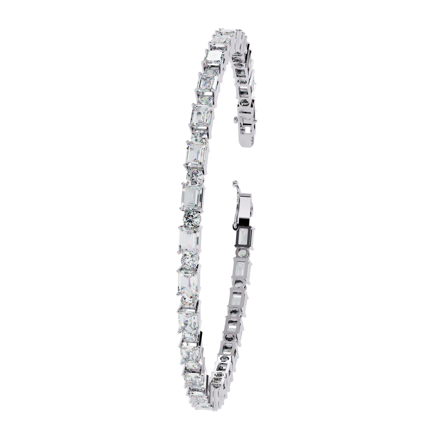 6.95ct Lab Diamond Tennis Bracelet | Emerald & Round Cut | 10K 14K 18K Gold and 925 Silver | Luxurious Gift for Her | Maz Jewels