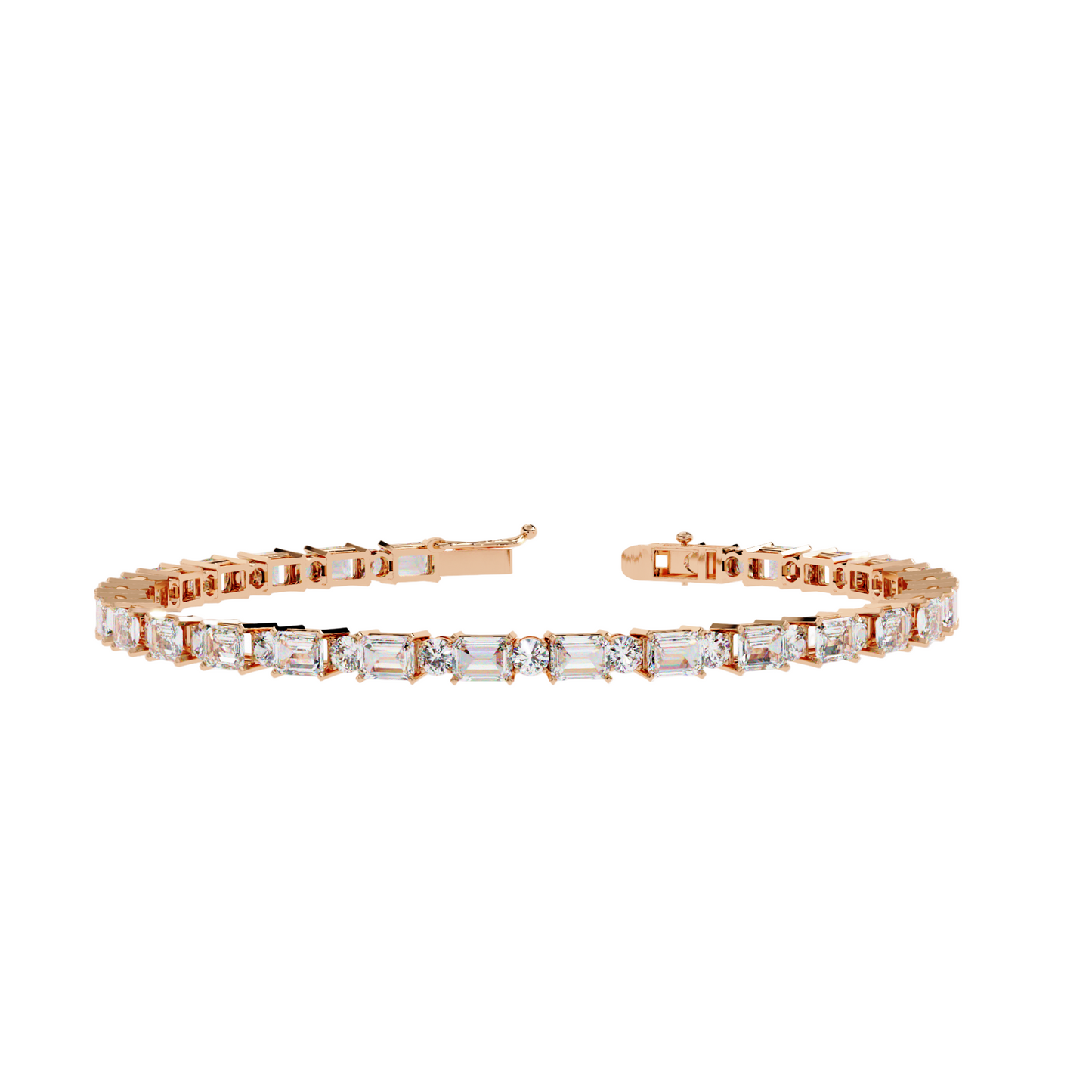 6.95ct Lab Diamond Tennis Bracelet | Emerald & Round Cut | 10K 14K 18K Gold and 925 Silver | Luxurious Gift for Her | Maz Jewels