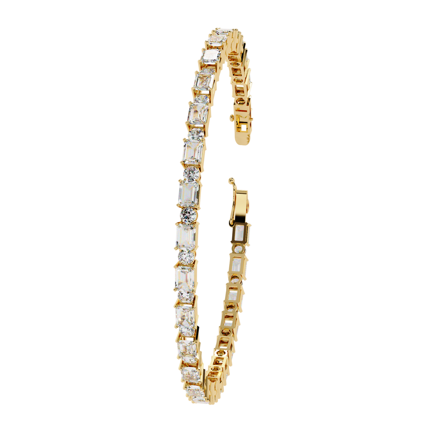 6.95ct Lab Diamond Tennis Bracelet | Emerald & Round Cut | 10K 14K 18K Gold and 925 Silver | Luxurious Gift for Her | Maz Jewels
