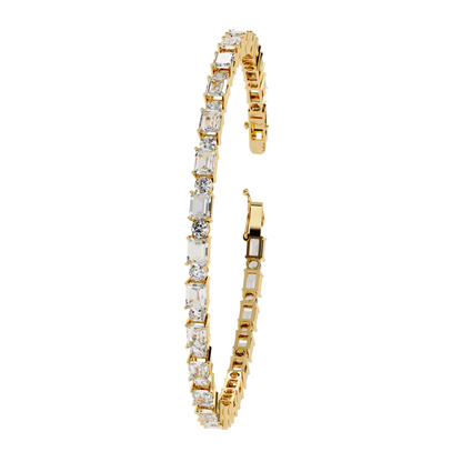 6.95ct Lab Diamond Tennis Bracelet | Emerald & Round Cut | 10K 14K 18K Gold and 925 Silver | Luxurious Gift for Her | Maz Jewels