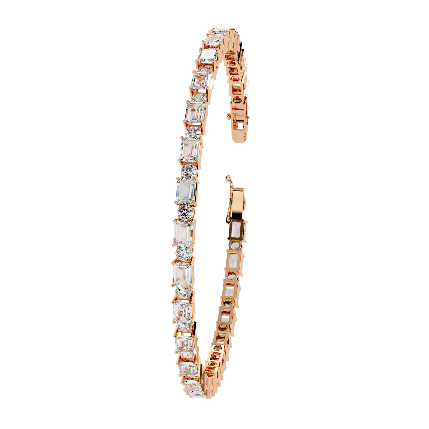 6.95ct Lab Diamond Tennis Bracelet | Emerald & Round Cut | 10K 14K 18K Gold and 925 Silver | Luxurious Gift for Her | Maz Jewels