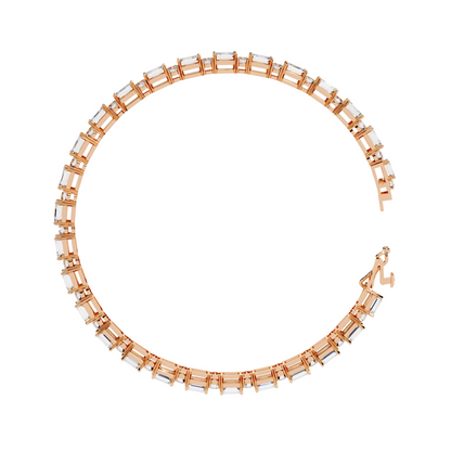 6.95ct Lab Diamond Tennis Bracelet | Emerald & Round Cut | 10K 14K 18K Gold and 925 Silver | Luxurious Gift for Her | Maz Jewels