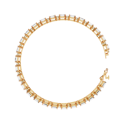 6.95ct Lab Diamond Tennis Bracelet | Emerald & Round Cut | 10K 14K 18K Gold and 925 Silver | Luxurious Gift for Her | Maz Jewels