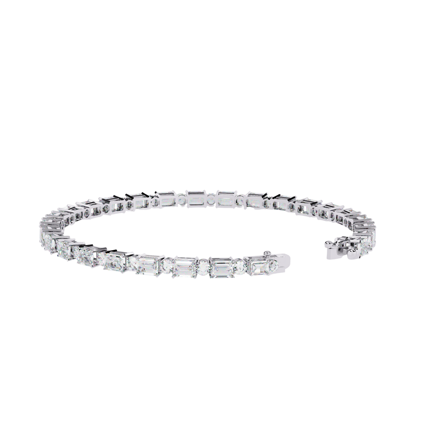 6.95ct Lab Diamond Tennis Bracelet | Emerald & Round Cut | 10K 14K 18K Gold and 925 Silver | Luxurious Gift for Her | Maz Jewels