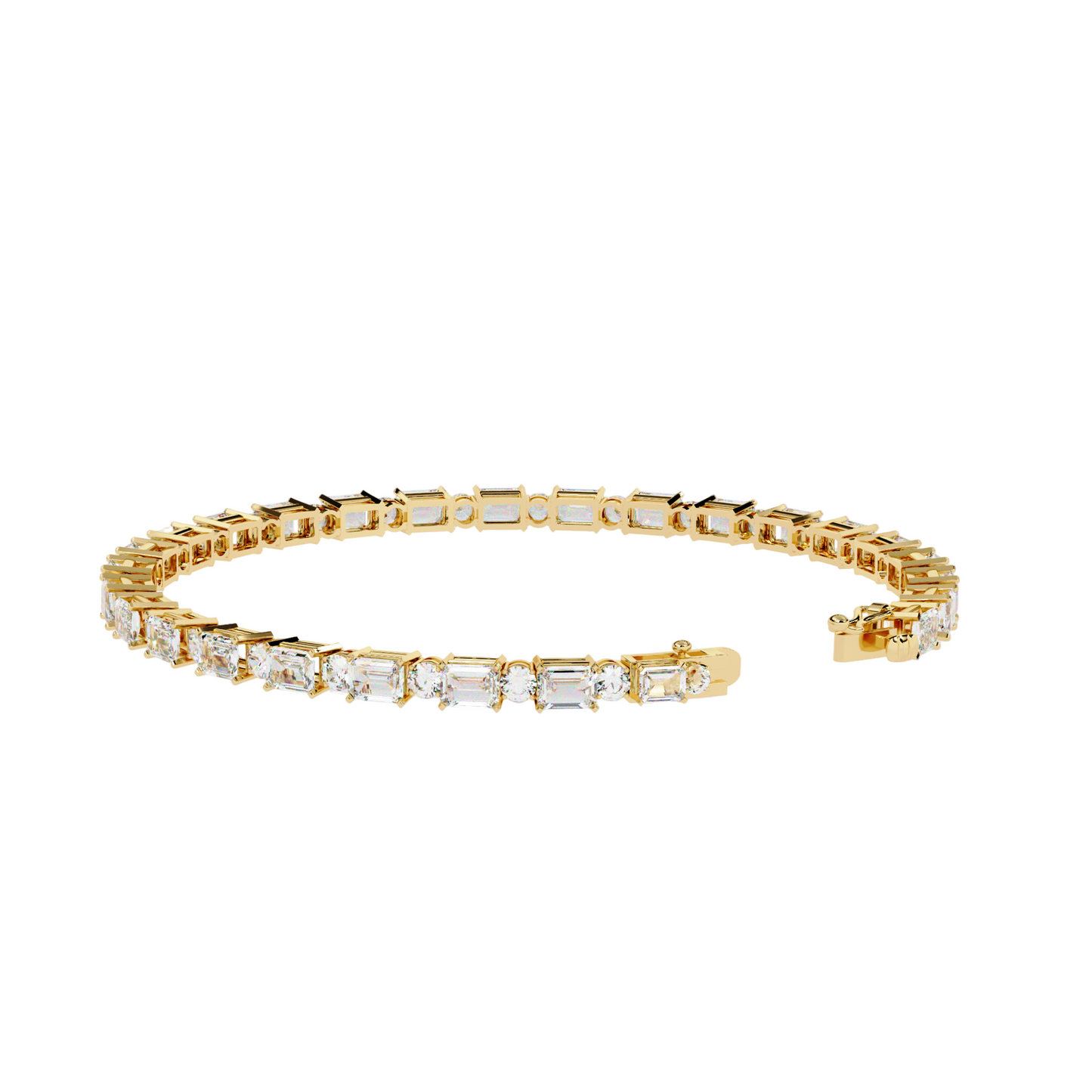 6.95ct Lab Diamond Tennis Bracelet | Emerald & Round Cut | 10K 14K 18K Gold and 925 Silver | Luxurious Gift for Her | Maz Jewels