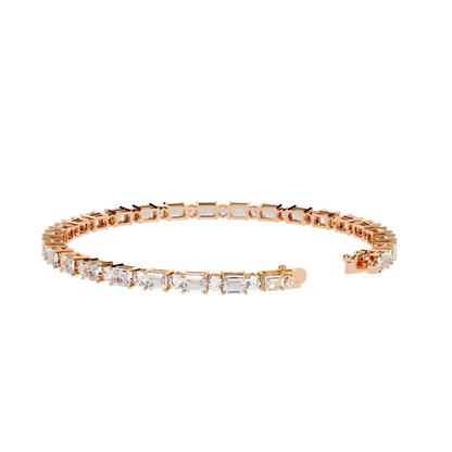 6.95ct Lab Diamond Tennis Bracelet | Emerald & Round Cut | 10K 14K 18K Gold and 925 Silver | Luxurious Gift for Her | Maz Jewels