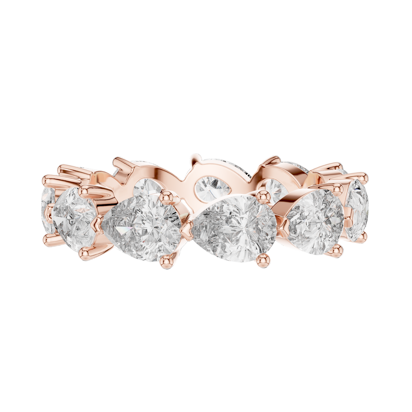 3.13 CT Pear Cut Lab Diamond Eternity Ring for Women | VVS-VS EF Clarity | 18KT, 14KT, 10KT Gold & 925 Silver | Rose, Yellow, White Gold & Moissanite Options