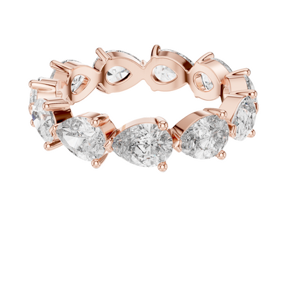 3.13 CT Pear Cut Lab Diamond Eternity Ring for Women | VVS-VS EF Clarity | 18KT, 14KT, 10KT Gold & 925 Silver | Rose, Yellow, White Gold & Moissanite Options