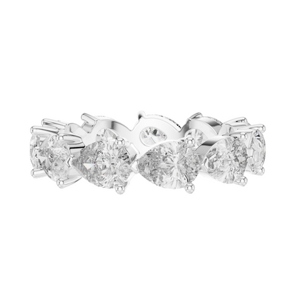 3.13 CT Pear Cut Lab Diamond Eternity Ring for Women | VVS-VS EF Clarity | 18KT, 14KT, 10KT Gold & 925 Silver | Rose, Yellow, White Gold & Moissanite Options