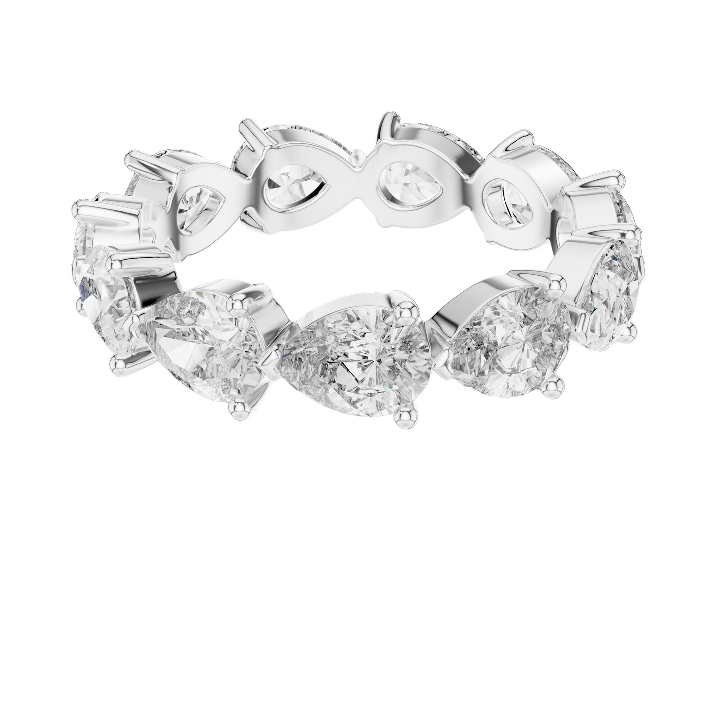 3.13 CT Pear Cut Lab Diamond Eternity Ring for Women | VVS-VS EF Clarity | 18KT, 14KT, 10KT Gold & 925 Silver | Rose, Yellow, White Gold & Moissanite Options