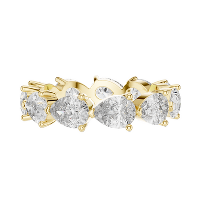 3.13 CT Pear Cut Lab Diamond Eternity Ring for Women | VVS-VS EF Clarity | 18KT, 14KT, 10KT Gold & 925 Silver | Rose, Yellow, White Gold & Moissanite Options
