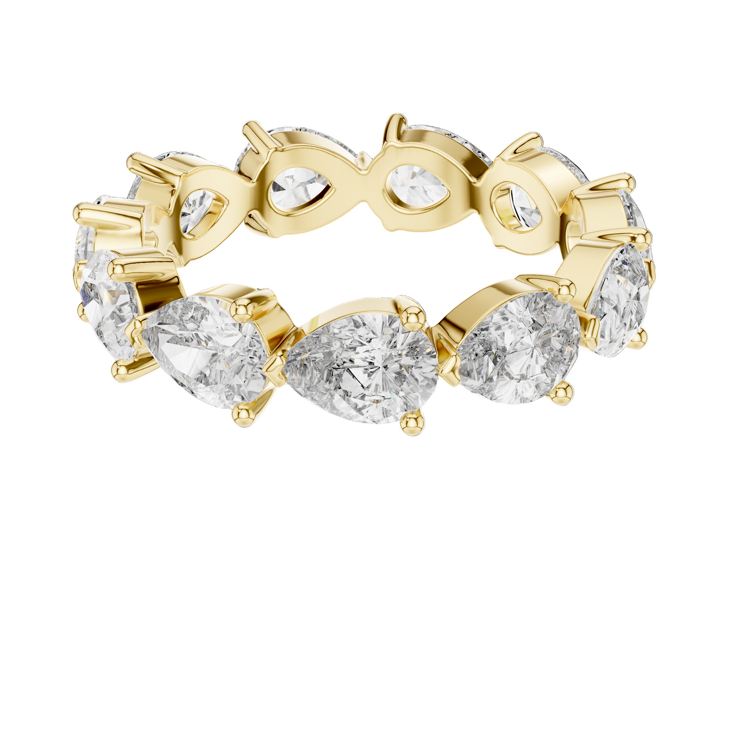 3.13 CT Pear Cut Lab Diamond Eternity Ring for Women | VVS-VS EF Clarity | 18KT, 14KT, 10KT Gold & 925 Silver | Rose, Yellow, White Gold & Moissanite Options
