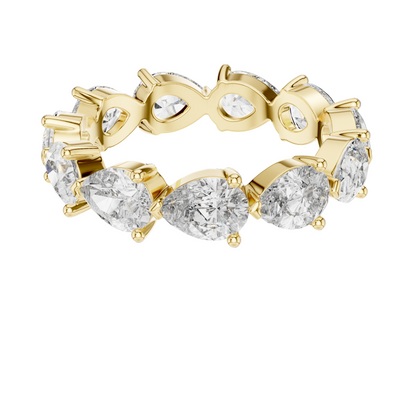 3.13 CT Pear Cut Lab Diamond Eternity Ring for Women | VVS-VS EF Clarity | 18KT, 14KT, 10KT Gold & 925 Silver | Rose, Yellow, White Gold & Moissanite Options
