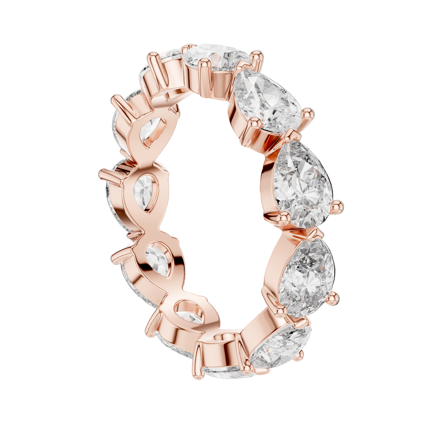 3.13 CT Pear Cut Lab Diamond Eternity Ring for Women | VVS-VS EF Clarity | 18KT, 14KT, 10KT Gold & 925 Silver | Rose, Yellow, White Gold & Moissanite Options