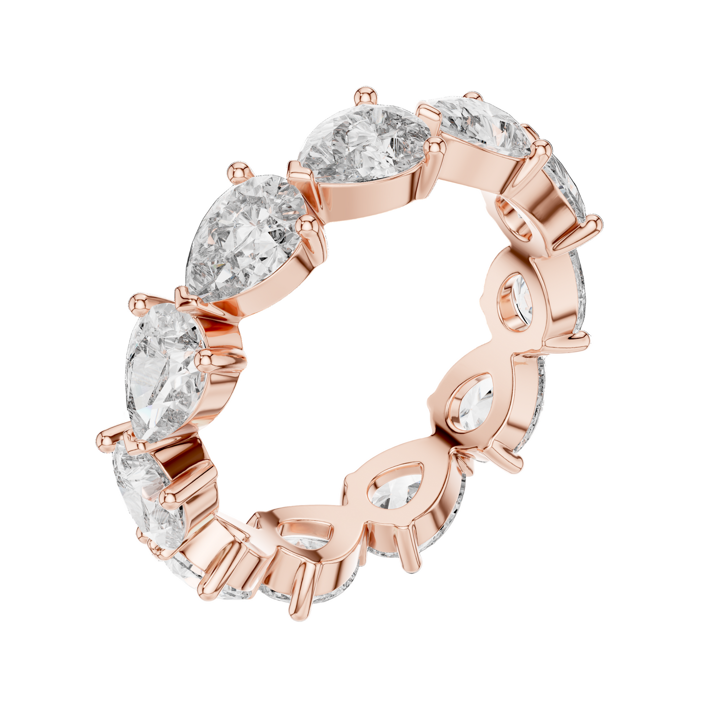 3.13 CT Pear Cut Lab Diamond Eternity Ring for Women | VVS-VS EF Clarity | 18KT, 14KT, 10KT Gold & 925 Silver | Rose, Yellow, White Gold & Moissanite Options