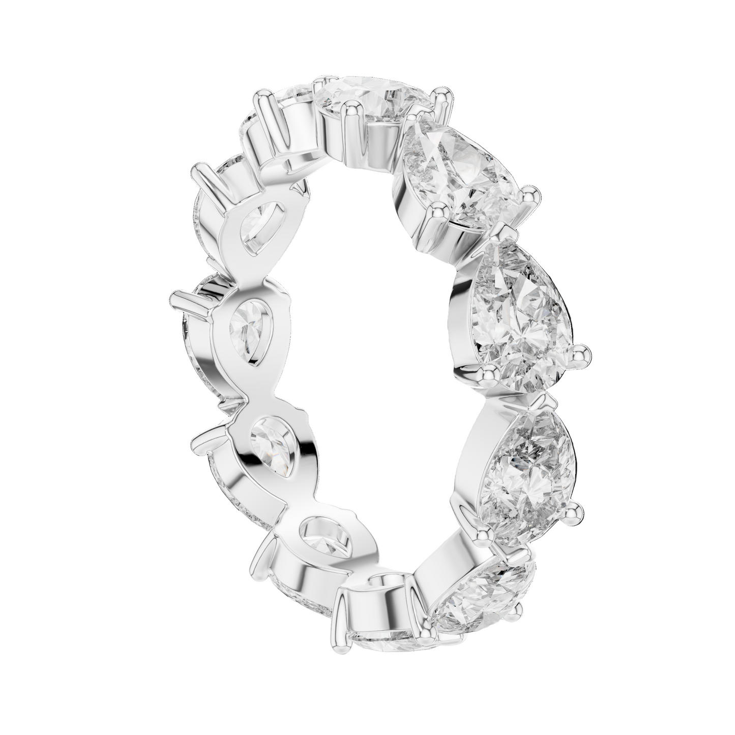 3.13 CT Pear Cut Lab Diamond Eternity Ring for Women | VVS-VS EF Clarity | 18KT, 14KT, 10KT Gold & 925 Silver | Rose, Yellow, White Gold & Moissanite Options