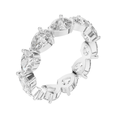 3.13 CT Pear Cut Lab Diamond Eternity Ring for Women | VVS-VS EF Clarity | 18KT, 14KT, 10KT Gold & 925 Silver | Rose, Yellow, White Gold & Moissanite Options
