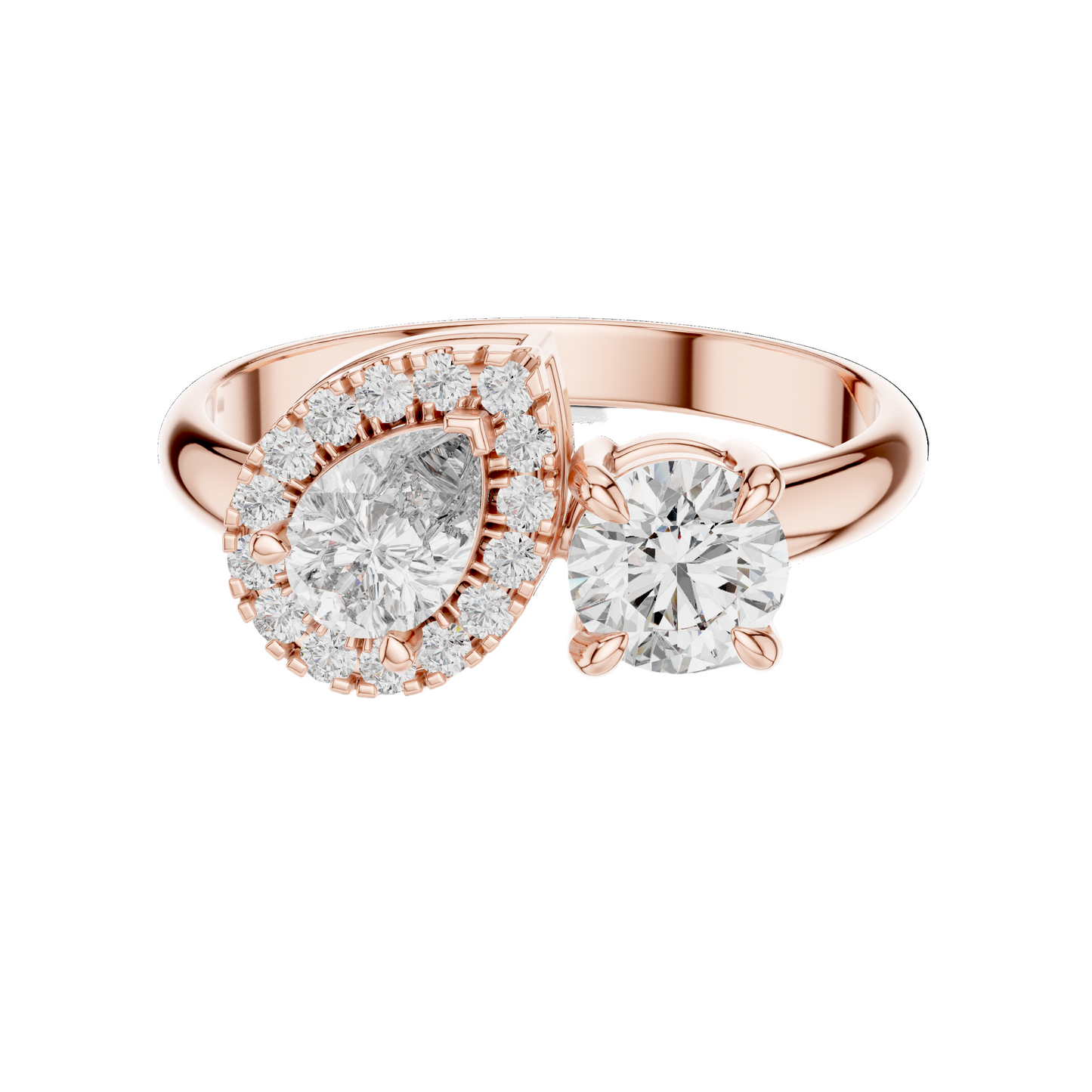 0.65 CT Lab-Grown Diamond Engagement Ring | Cushion & Pear Shape with Halo | VVS-VS EF Clarity | 18KT, 14KT, 10KT Gold & 925 Silver | Rose, Yellow, White Gold & Moissanite Options