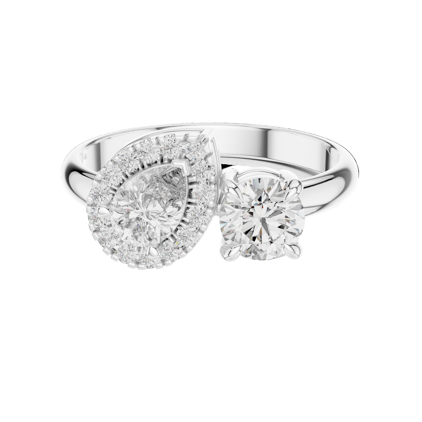 0.65 CT Lab-Grown Diamond Engagement Ring | Cushion & Pear Shape with Halo | VVS-VS EF Clarity | 18KT, 14KT, 10KT Gold & 925 Silver | Rose, Yellow, White Gold & Moissanite Options
