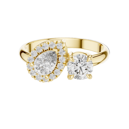 0.65 CT Lab-Grown Diamond Engagement Ring | Cushion & Pear Shape with Halo | VVS-VS EF Clarity | 18KT, 14KT, 10KT Gold & 925 Silver | Rose, Yellow, White Gold & Moissanite Options