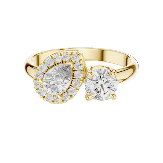0.65 CT Lab-Grown Diamond Engagement Ring | Cushion & Pear Shape with Halo | VVS-VS EF Clarity | 18KT, 14KT, 10KT Gold & 925 Silver | Rose, Yellow, White Gold & Moissanite Options