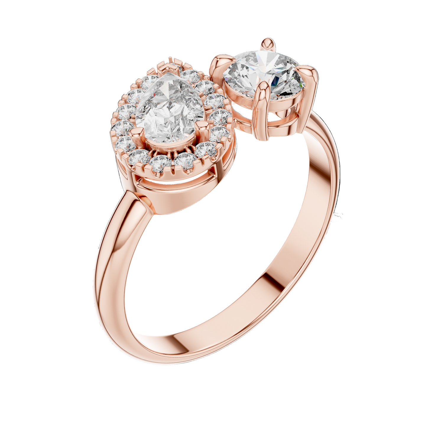 0.65 CT Lab-Grown Diamond Engagement Ring | Cushion & Pear Shape with Halo | VVS-VS EF Clarity | 18KT, 14KT, 10KT Gold & 925 Silver | Rose, Yellow, White Gold & Moissanite Options