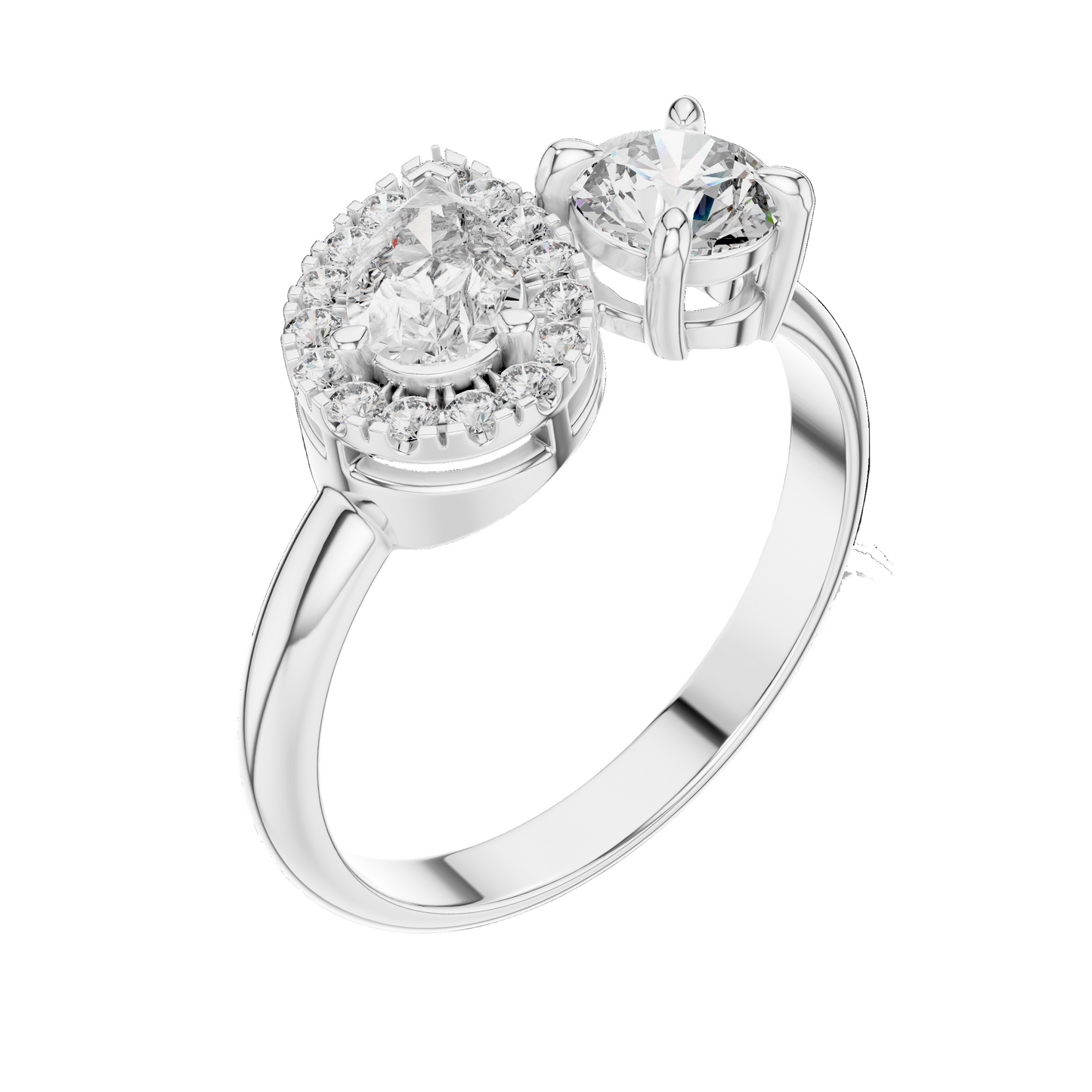 0.65 CT Lab-Grown Diamond Engagement Ring | Cushion & Pear Shape with Halo | VVS-VS EF Clarity | 18KT, 14KT, 10KT Gold & 925 Silver | Rose, Yellow, White Gold & Moissanite Options