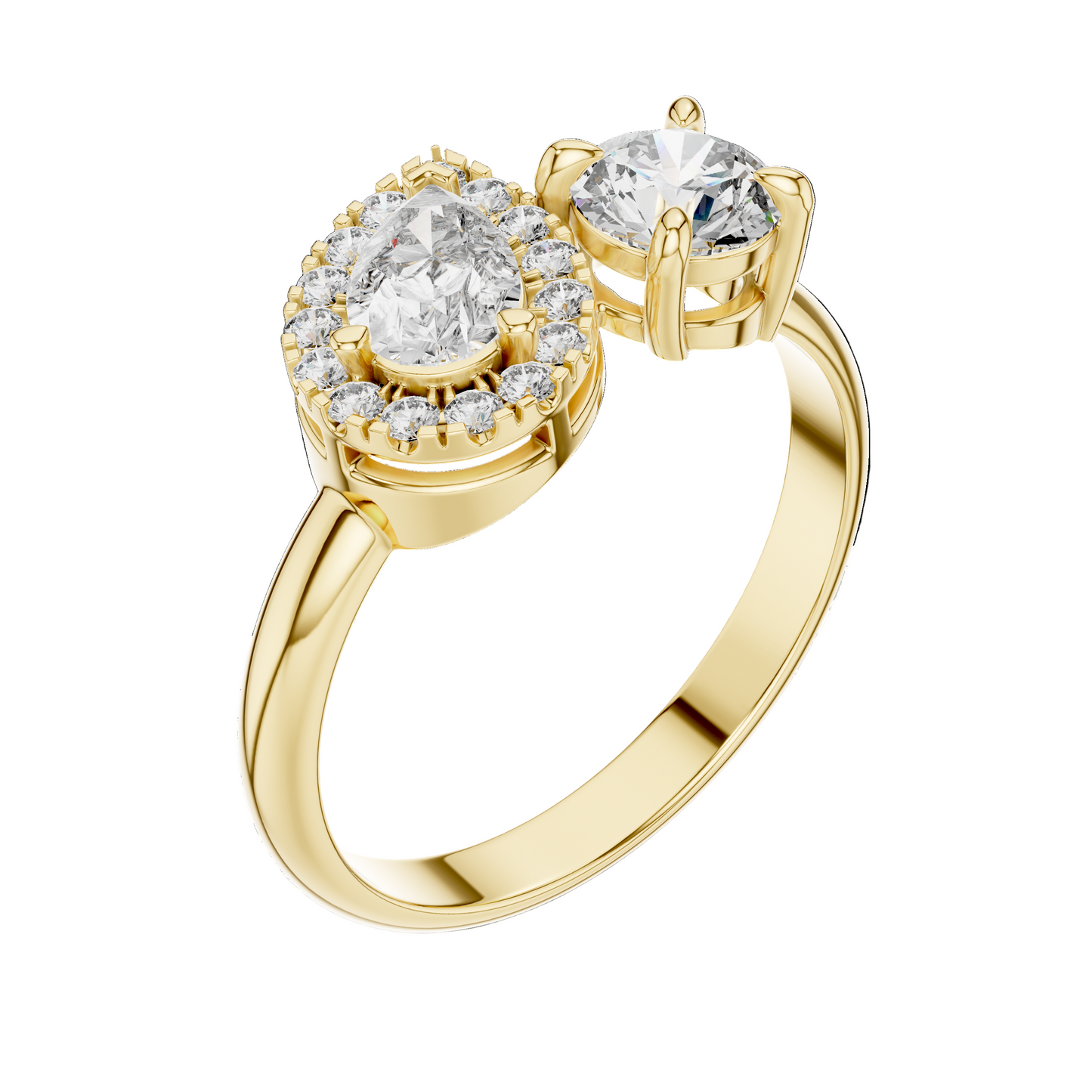 0.65 CT Lab-Grown Diamond Engagement Ring | Cushion & Pear Shape with Halo | VVS-VS EF Clarity | 18KT, 14KT, 10KT Gold & 925 Silver | Rose, Yellow, White Gold & Moissanite Options