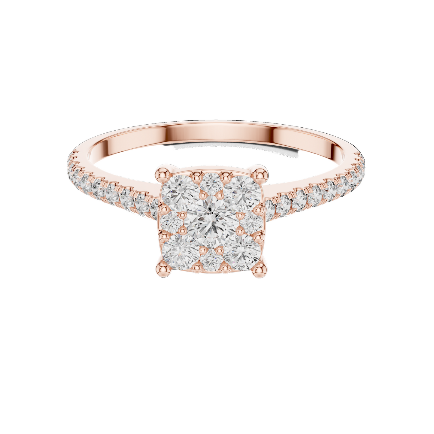 0.616 CT Lab Grown Diamond Halo Engagement Ring for Women | VVS-VS EF Clarity | 18KT, 14KT, 10KT Gold & 925 Silver | Rose, Yellow, White Gold & Moissanite Options