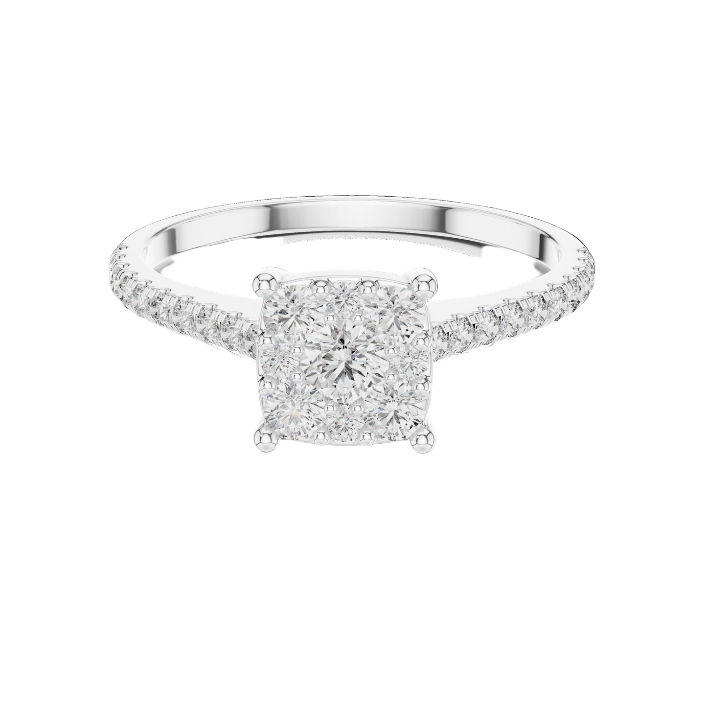 0.616 CT Lab Grown Diamond Halo Engagement Ring for Women | VVS-VS EF Clarity | 18KT, 14KT, 10KT Gold & 925 Silver | Rose, Yellow, White Gold & Moissanite Options