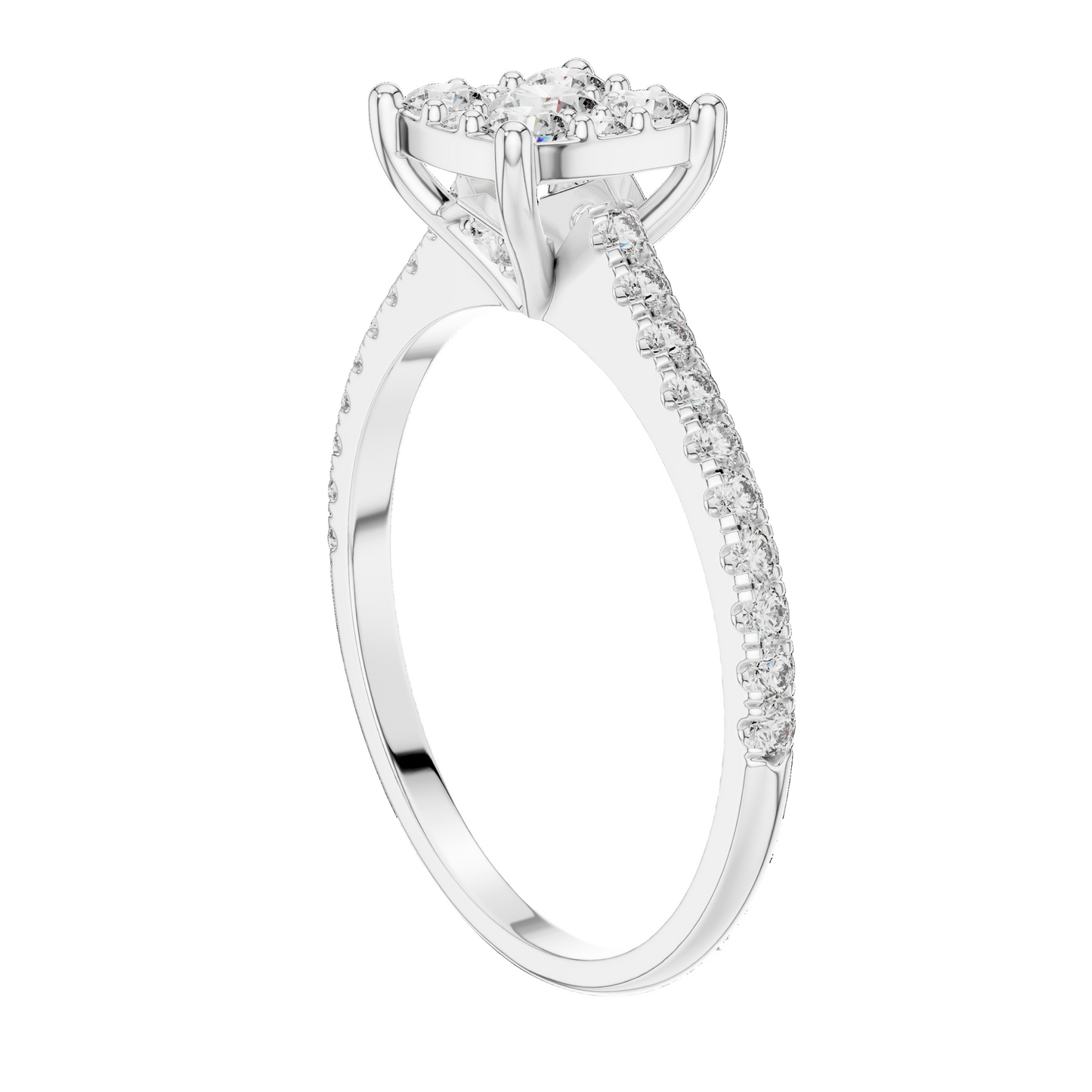 0.616 CT Lab Grown Diamond Halo Engagement Ring for Women | VVS-VS EF Clarity | 18KT, 14KT, 10KT Gold & 925 Silver | Rose, Yellow, White Gold & Moissanite Options