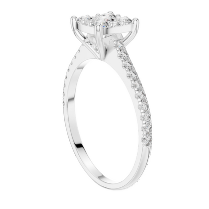 0.616 CT Lab Grown Diamond Halo Engagement Ring for Women | VVS-VS EF Clarity | 18KT, 14KT, 10KT Gold & 925 Silver | Rose, Yellow, White Gold & Moissanite Options