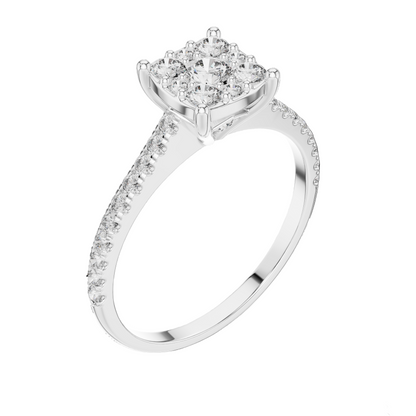 0.616 CT Lab Grown Diamond Halo Engagement Ring for Women | VVS-VS EF Clarity | 18KT, 14KT, 10KT Gold & 925 Silver | Rose, Yellow, White Gold & Moissanite Options
