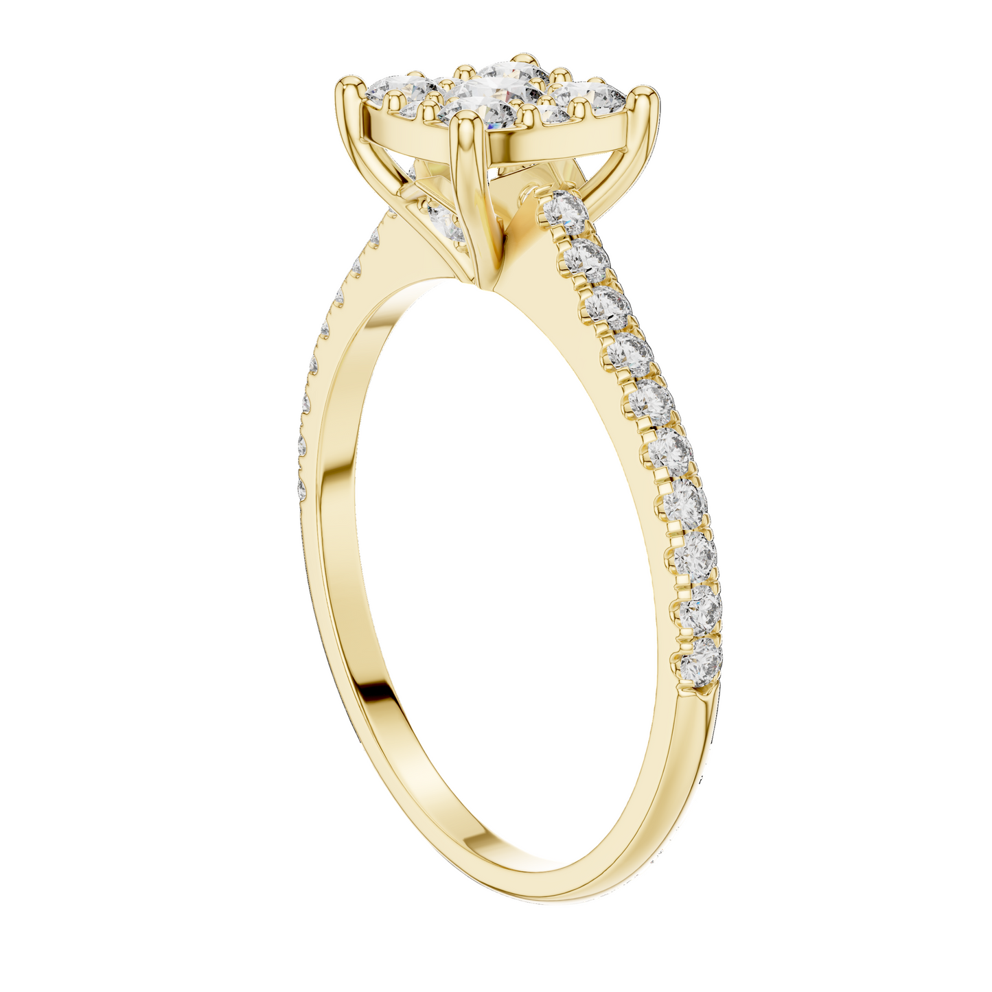 0.616 CT Lab Grown Diamond Halo Engagement Ring for Women | VVS-VS EF Clarity | 18KT, 14KT, 10KT Gold & 925 Silver | Rose, Yellow, White Gold & Moissanite Options