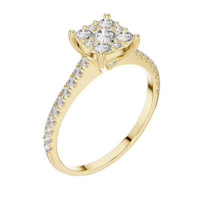 0.616 CT Lab Grown Diamond Halo Engagement Ring for Women | VVS-VS EF Clarity | 18KT, 14KT, 10KT Gold & 925 Silver | Rose, Yellow, White Gold & Moissanite Options