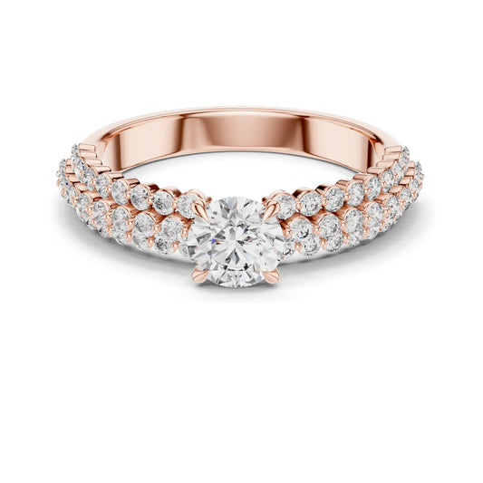 1.04 CT Round Brilliant Lab Diamond Engagement Ring | VVS-VS EF Clarity, CVD, 18KT, 14KT, 10KT Gold & 925 Silver | Rose, Yellow, White Gold & Moissanite Options