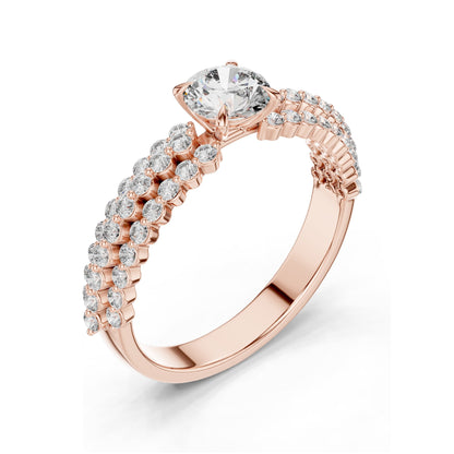 1.04 CT Round Brilliant Lab Diamond Engagement Ring | VVS-VS EF Clarity, CVD, 18KT, 14KT, 10KT Gold & 925 Silver | Rose, Yellow, White Gold & Moissanite Options