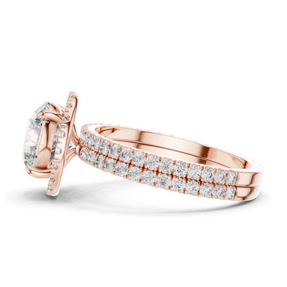 2.83 CT Round Brilliant Lab Diamond Halo Ring for Women | VVS-VS EF CVD Stones | 18KT, 14KT, 10KT Gold & 925 Silver | Rose, Yellow, White Gold | Moissanite Options