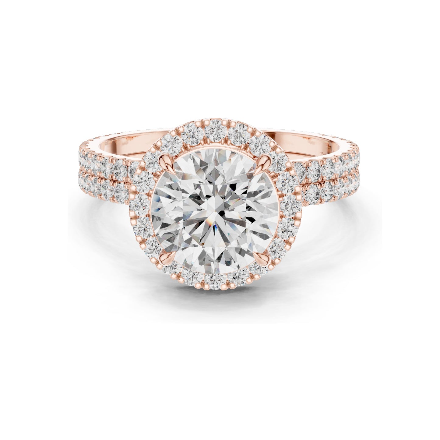 2.83 CT Round Brilliant Lab Diamond Halo Ring for Women | VVS-VS EF CVD Stones | 18KT, 14KT, 10KT Gold & 925 Silver | Rose, Yellow, White Gold | Moissanite Options