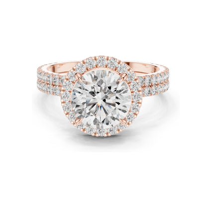 2.83 CT Round Brilliant Lab Diamond Halo Ring for Women | VVS-VS EF CVD Stones | 18KT, 14KT, 10KT Gold & 925 Silver | Rose, Yellow, White Gold | Moissanite Options