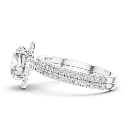 2.83 CT Round Brilliant Lab Diamond Halo Ring for Women | VVS-VS EF CVD Stones | 18KT, 14KT, 10KT Gold & 925 Silver | Rose, Yellow, White Gold | Moissanite Options