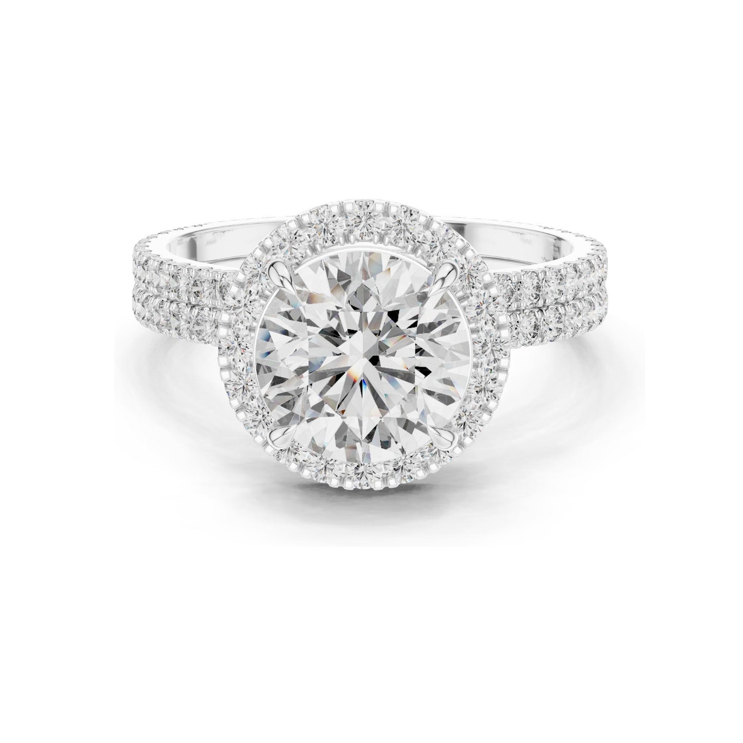 2.83 CT Round Brilliant Lab Diamond Halo Ring for Women | VVS-VS EF CVD Stones | 18KT, 14KT, 10KT Gold & 925 Silver | Rose, Yellow, White Gold | Moissanite Options