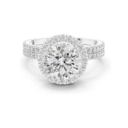 2.83 CT Round Brilliant Lab Diamond Halo Ring for Women | VVS-VS EF CVD Stones | 18KT, 14KT, 10KT Gold & 925 Silver | Rose, Yellow, White Gold | Moissanite Options