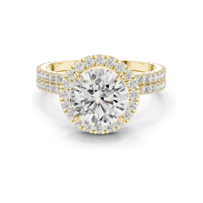 2.83 CT Round Brilliant Lab Diamond Halo Ring for Women | VVS-VS EF CVD Stones | 18KT, 14KT, 10KT Gold & 925 Silver | Rose, Yellow, White Gold | Moissanite Options