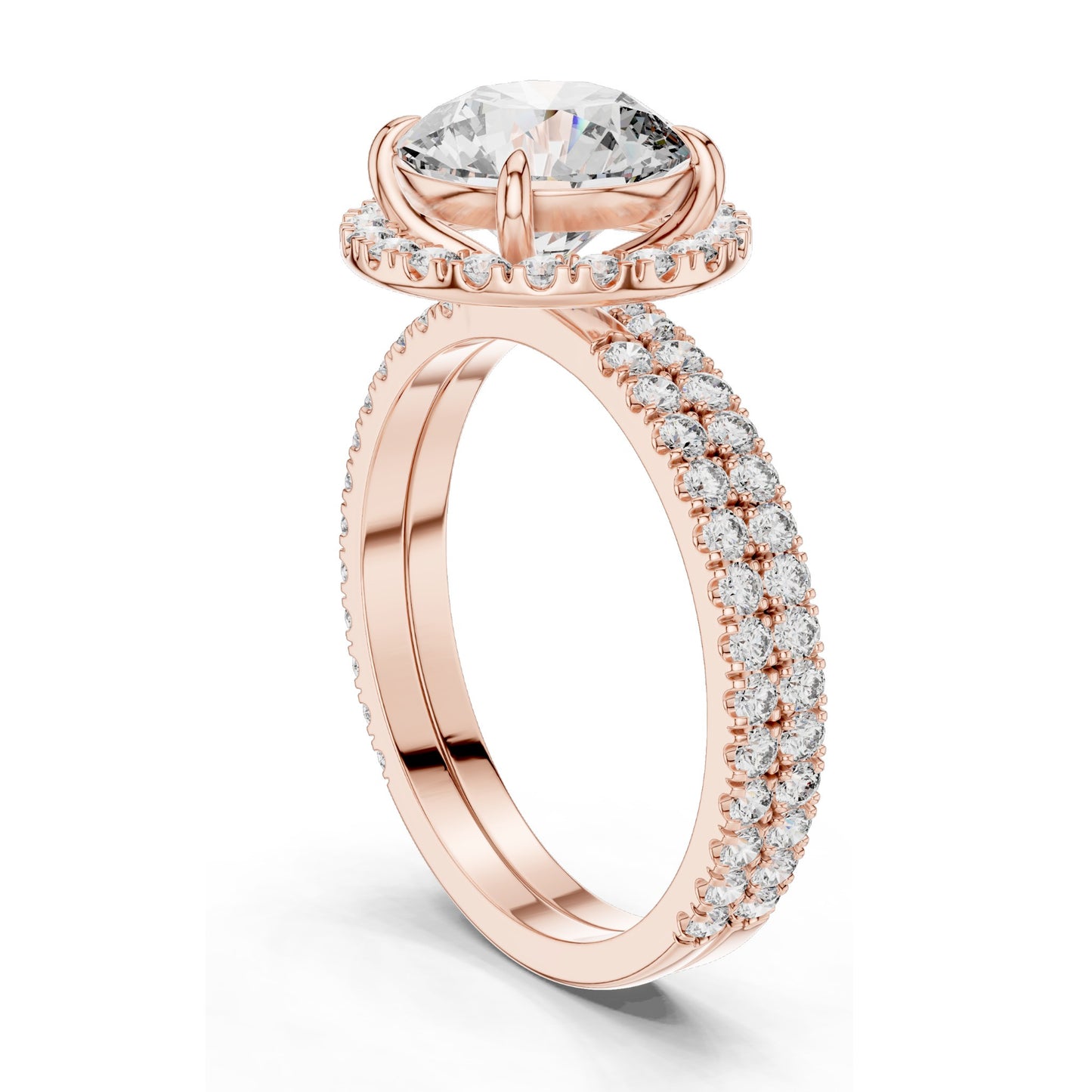 2.83 CT Round Brilliant Lab Diamond Halo Ring for Women | VVS-VS EF CVD Stones | 18KT, 14KT, 10KT Gold & 925 Silver | Rose, Yellow, White Gold | Moissanite Options
