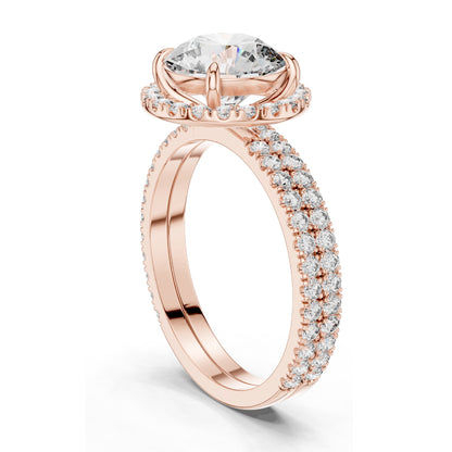 2.83 CT Round Brilliant Lab Diamond Halo Ring for Women | VVS-VS EF CVD Stones | 18KT, 14KT, 10KT Gold & 925 Silver | Rose, Yellow, White Gold | Moissanite Options