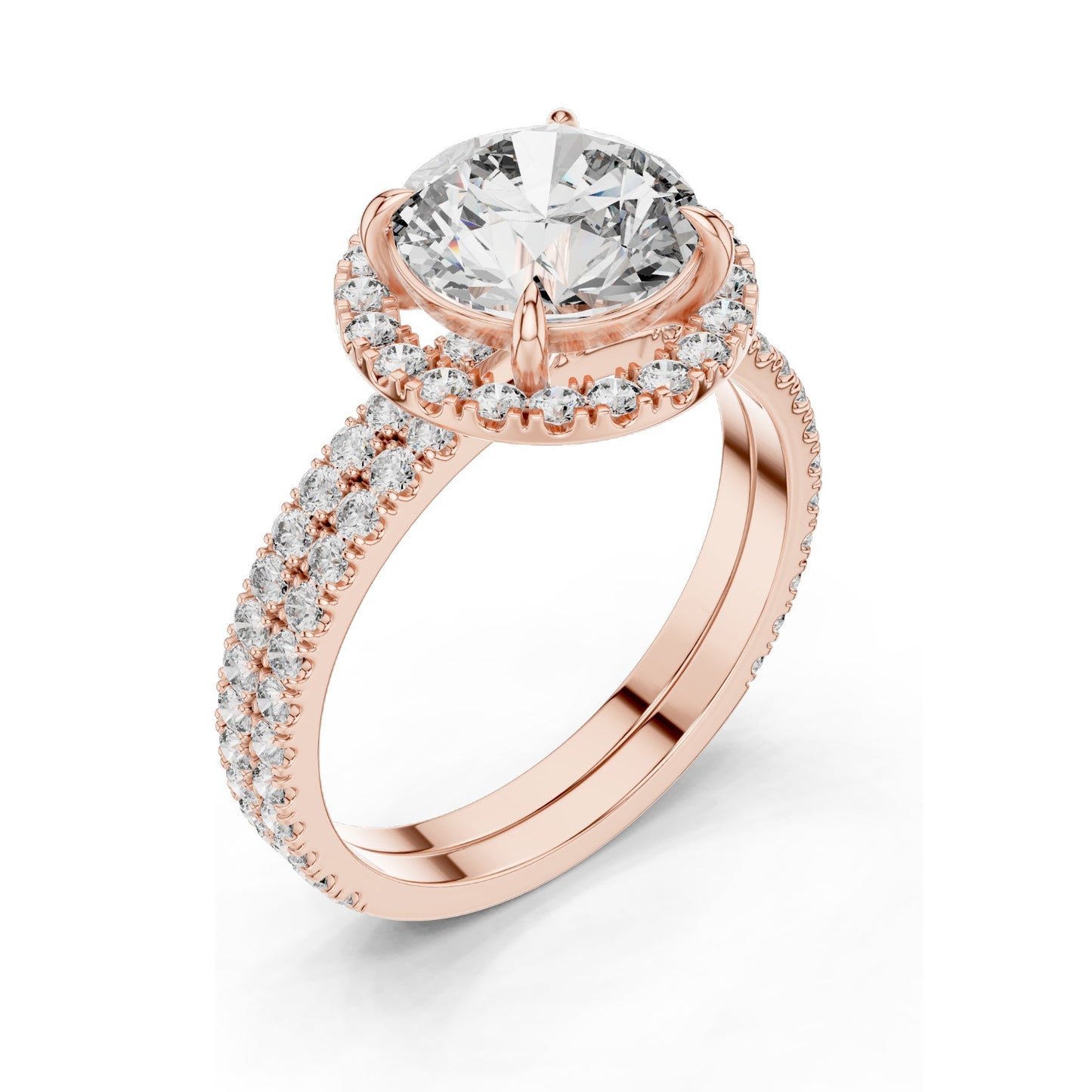 2.83 CT Round Brilliant Lab Diamond Halo Ring for Women | VVS-VS EF CVD Stones | 18KT, 14KT, 10KT Gold & 925 Silver | Rose, Yellow, White Gold | Moissanite Options